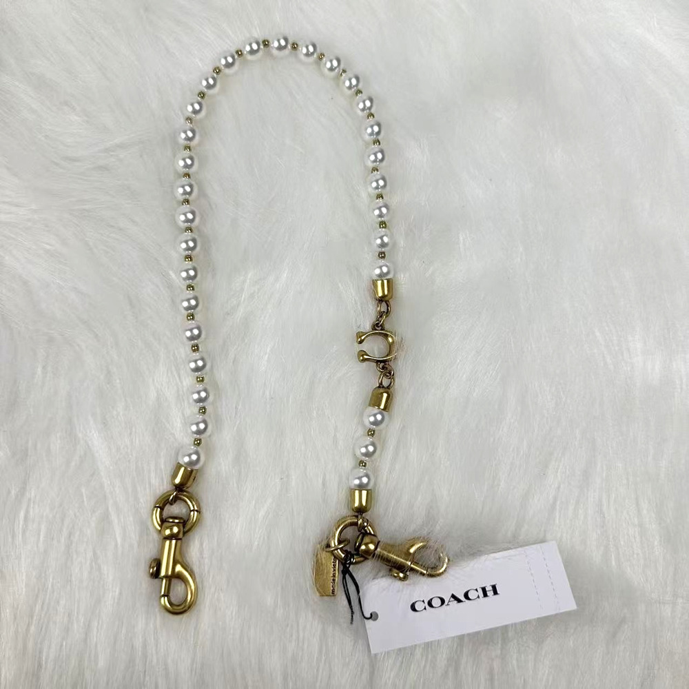 Coach Short Pearl Strap In Brass/Chalk CAU48 NWT